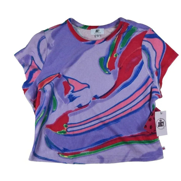 Juicy Couture Tops - NWT Juicy Couture Marbled Sherbert Short Sleeve Towel Terry Cloth Shirt Size XXL